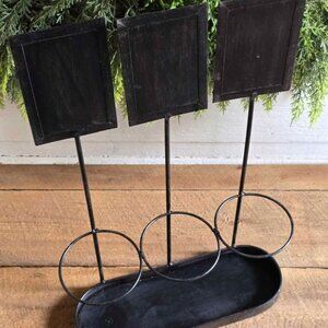 Primitive Black Chalkboard Metal Wine Bottle Storage Rack Organizer Farmhouse